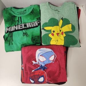 Bundle of 11 Kids Graphic Tshirts Gaming Pikachu Fortnite Spiderman Gaming